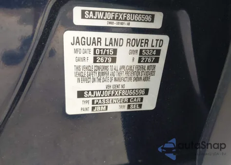 2015 Jaguar Xf 3.0 Portfolio/3.0 Sport z USA, uszkodzony, nr VIN SAJWJ0FFXF8U66596